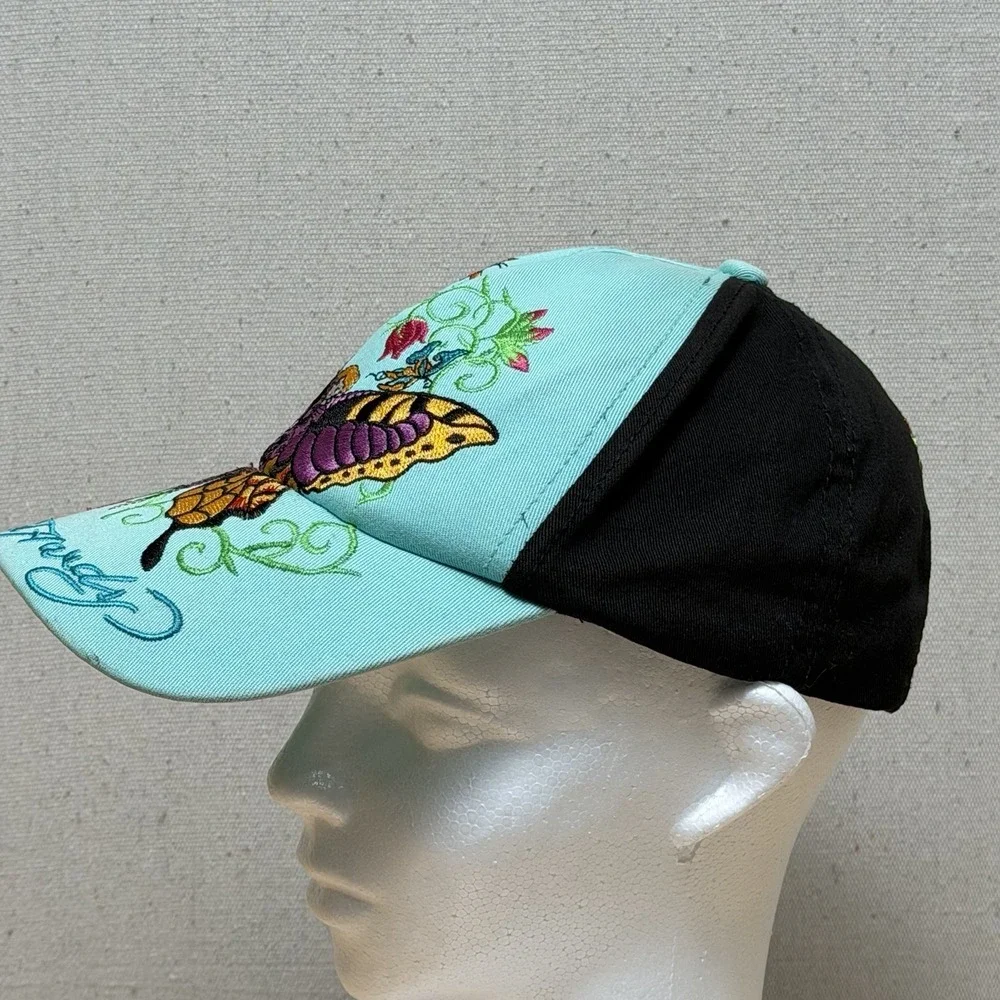 Ed Hardy Trucker Hat‎ Kids Butterfly Fairy Embroidered Y2K Blue Cap